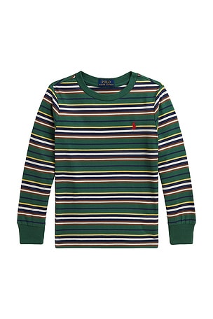 Polo Ralph Lauren Kids-sleeve Jersey Knit Striped Crew Neck T-shirt in Green