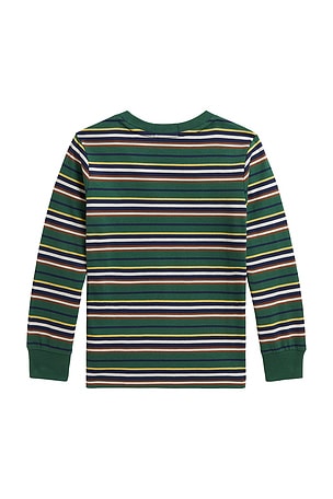 Polo Ralph Lauren Kids-sleeve Jersey Knit Striped Crew Neck T-shirt in Green