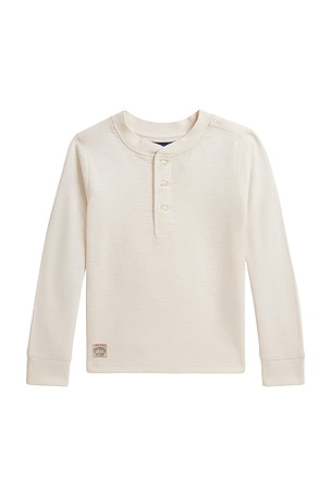 Polo Ralph Lauren Kids Long-sleeve Waffle Knit Henley Shirt in Cream