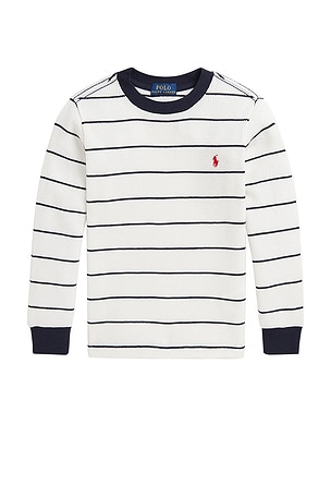 Kids Waffle Knit Stripe Top Polo Ralph Lauren