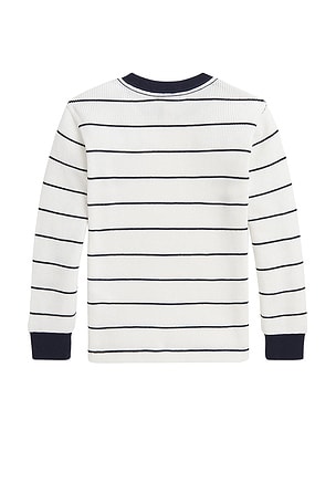 Polo Ralph Lauren Kids Waffle Knit Stripe Top in White