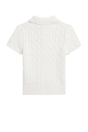 Polo Ralph Lauren Kids Short Sleeve Cotton Cable Knit Polo in White