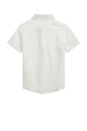 Polo Ralph Lauren Kids Short Sleeve Linen Sport Shirt in White