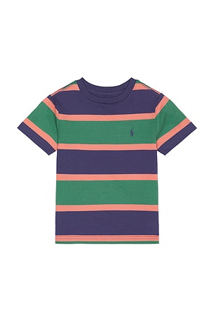 Kids Short Sleeve Cotton Jersey Multi Striped T Shirt Polo Ralph Lauren