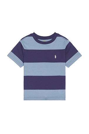 Polo Ralph Lauren Kids Short Sleeve Cotton Jersey Striped T Shirt in Blue