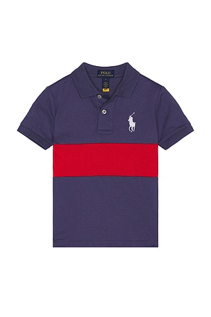 Kids Short Sleeve Cotton Jersey Center Stripe Polo Polo Ralph Lauren