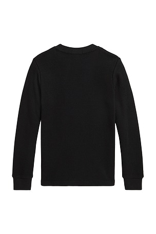 Polo Ralph Lauren Long Sleeve Waffle Knit Crewneck T-Shirt in Black