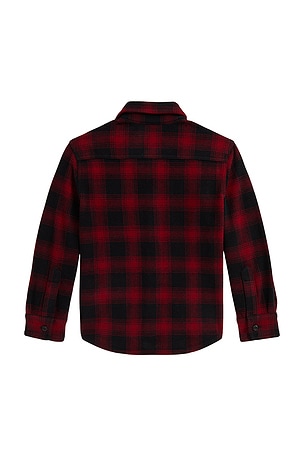 Polo Ralph Lauren Long Sleeve Soft Flannel Plaid Shirt Jacket in Red