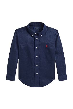 Polo Ralph Lauren Kids Linen Sport Shirt in Navy