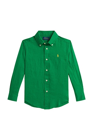 Polo Ralph Lauren Kids Linen Sport Shirt in Green