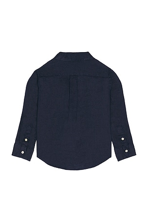 Polo Ralph Lauren Long Sleeve Linen Sport Shirt in Navy