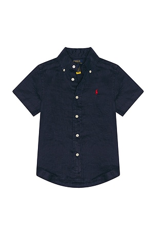 Polo Ralph Lauren Short Sleeve Linen Sport Shirt in Navy