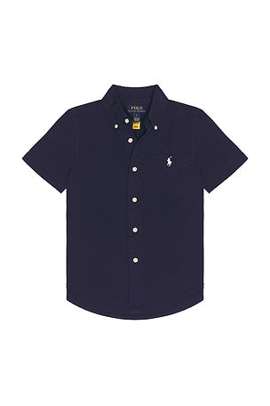 Polo Ralph Lauren Short Sleeve Cotton Seersucker Sport Shirt in Navy