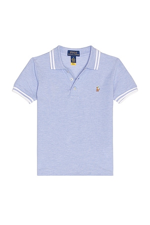 Polo Ralph Lauren Short Sleeve Cotton Oxford Mesh Polo in Baby Blue