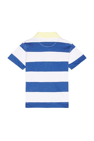 Polo Ralph Lauren Short Sleeve Jersey Knit Rugby Striped Shirt in Navy