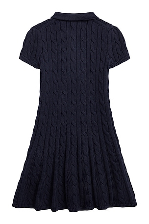 Polo Ralph Lauren Short Sleeve Cable Knit Polo Dress in Navy