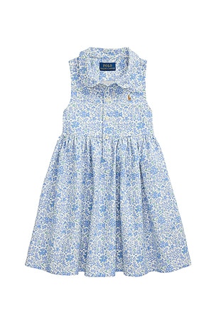 Kids Sleeveless Classic Cotton Oxford Floral Printed Shirtdress Polo Ralph Lauren