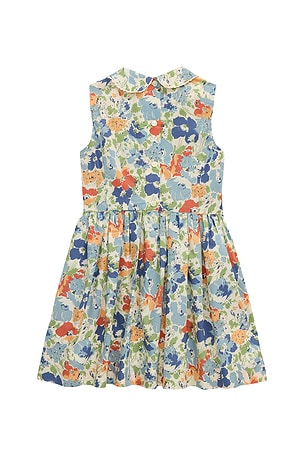 Polo Ralph Lauren Kids Sleeveless Cotton Voile Floral Printed Fit & Flare Dress in Blue