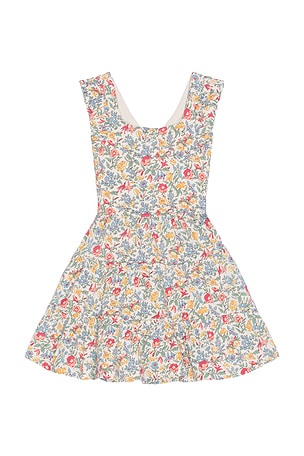 Kids Short Sleeve Cotton Jersey Floral Printed Smocked Yoke Dress Polo Ralph Lauren