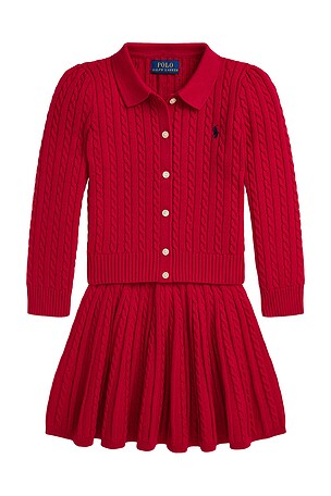 Long Sleeve Cable Knit Cardigan With Skirt Polo Ralph Lauren