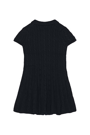 Polo Ralph Lauren Short Sleeve Cotton Cable Knit Polo Dress in Navy
