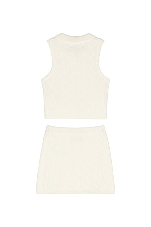 Polo Ralph Lauren Sleeveless Cotton Cable Knit Sweater With Skirt in White