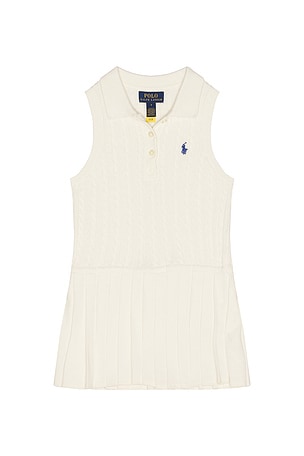 Polo Ralph Lauren Sleeveless Cotton Mini Cable Collared Dress in White