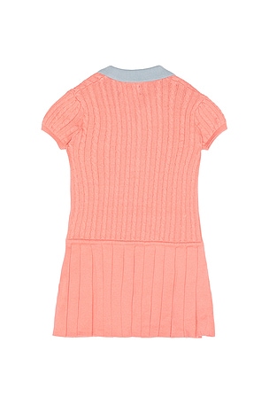 Polo Ralph Lauren Short Sleeve Cotton Mini Cable Knit Collared Dress in Rose