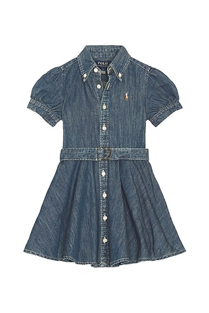 Short Sleeve Twill Denim Button Down Shirt Dress Polo Ralph Lauren