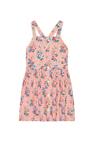 Polo Ralph Lauren Sleeveless Cotton Floral Pinafore Dress in Pink