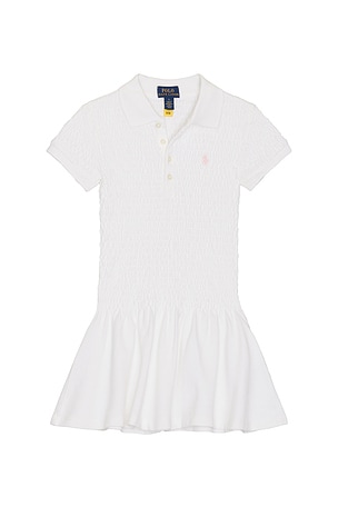 Sleeveless Stretch Mesh Smocked Collared Day Dress Polo Ralph Lauren