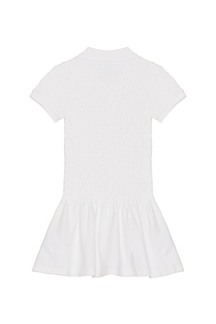 Polo Ralph Lauren Sleeveless Stretch Mesh Smocked Collared Day Dress in White