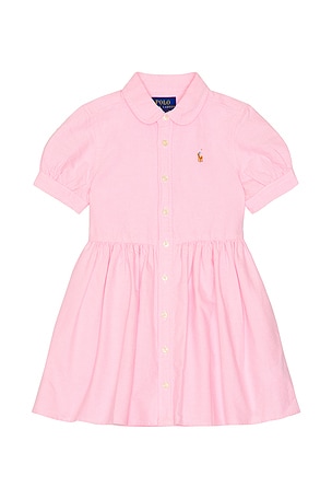 Polo Ralph Lauren Short Sleeve Classic Oxford Button Up Day Dress in Pink