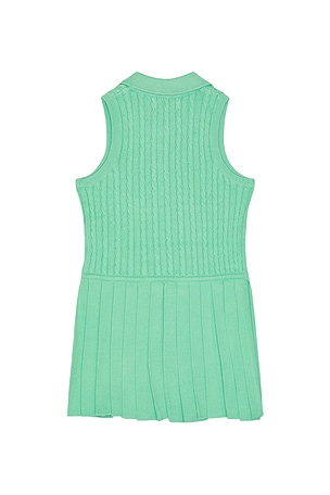 Polo Ralph Lauren Sleeveless Cotton Mini Cable Collared Dress in Sage