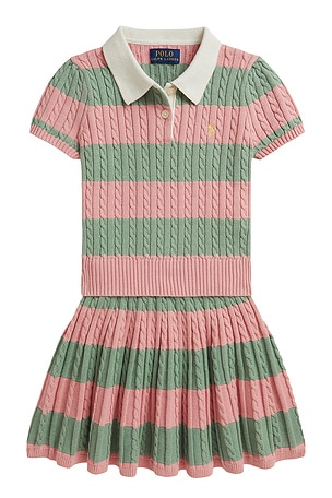 Polo Ralph Lauren Kids Short Sleeve Sweater With Matching Skirt in Multi