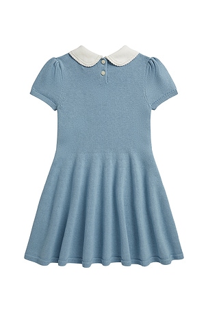 Polo Ralph Lauren Kids Short Sleeve Cotton Collared Polo Sweater Dress in Blue