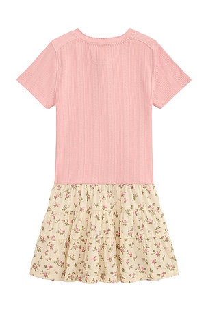Polo Ralph Lauren Kids Short Sleeve Pointelle Knit Henley Dress in Rose