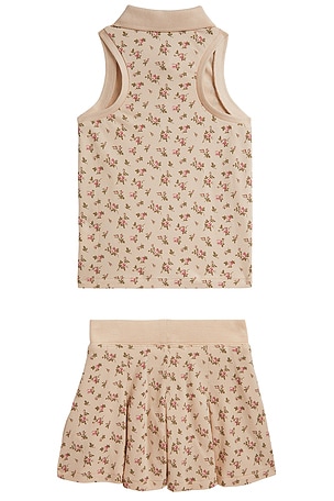 Polo Ralph Lauren Kids Sleeveless Stretch Mesh Floral Shirt With Pleated Skirt in Beatty Floral. Size 6. Also