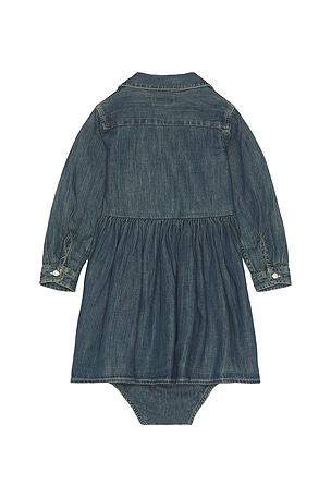 Polo Ralph Lauren Baby Shirred Denim Shirtdress in Blue