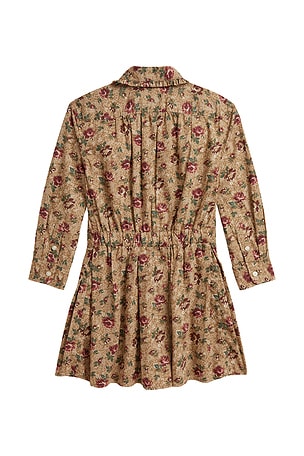 Polo Ralph Lauren Kids Long-sleeve Poplin Floral Printed Collared Dress in Beige