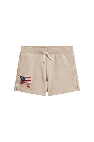 Polo Ralph Lauren Kids French Terry Flag Standard Short in Brown