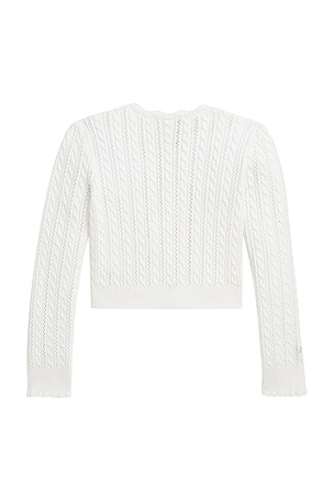 Polo Ralph Lauren Kids Pointelle Mini Cable Knit Cardigan in White