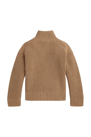 Polo Ralph Lauren Long Sleeve Half-Zip Mock Neck Sweater in Tan