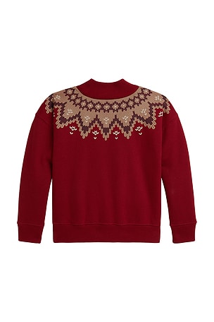 Polo Ralph Lauren Long Sleeve Lightweight Fleece Mockneck Bubble Sweatshirt in Red