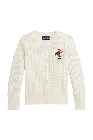 Long Sleeve Bear Graphic Cable Knit Cardigan Polo Ralph Lauren