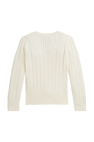 Polo Ralph Lauren Long Sleeve Bear Graphic Cable Knit Cardigan in Cream