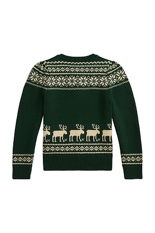 Polo Ralph Lauren Long Sleeve Intarsia Holiday Cardigan in Green