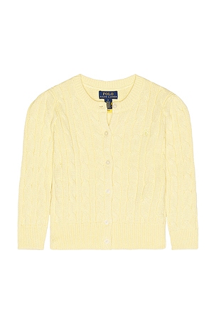 Polo Ralph Lauren Long Sleeve Cotton Cable Knit Cardigan in Yellow