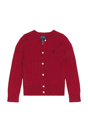 Polo Ralph Lauren Kids Cable Knit Cotton Cardigan in Red