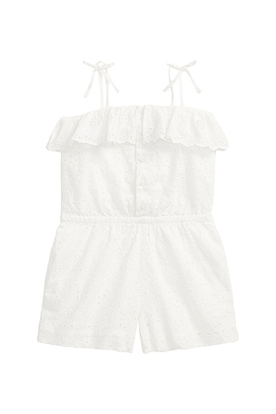 Polo Ralph Lauren Kids Sleeveless Eyelet Romper in White